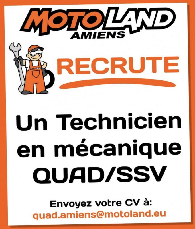 Motoland Amiens recrute un mécanicien quad