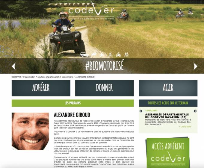 Alexandre Giroud nouveau parrain du Codever